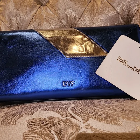 Diane von Furstenberg Blue and Silver Clutch - Picture 4 of 5